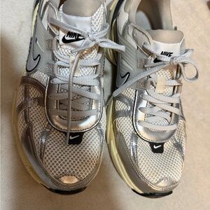 Nike V2K Run Silver and White Shoes